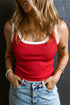 Colorblock Edge Ribbed Knit U Neck Tank Top